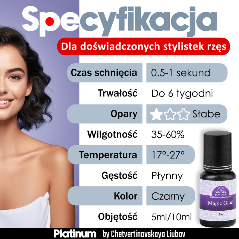 Klej do przedłużania rzęs Magic 5 ml PLATINUM