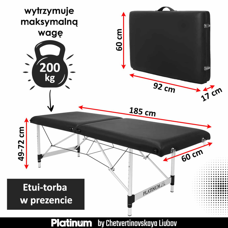 Łóżko Kosmetyczne Składane 60 cm PLATINUM + Lampa Pierścieniowa LED PLATINUM — Zestaw №5