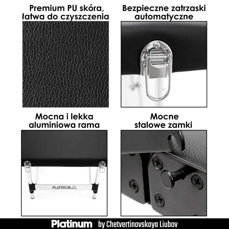 Łóżko Kosmetyczne Składane 60 cm PLATINUM + Lampa Pierścieniowa LED PLATINUM — Zestaw №5