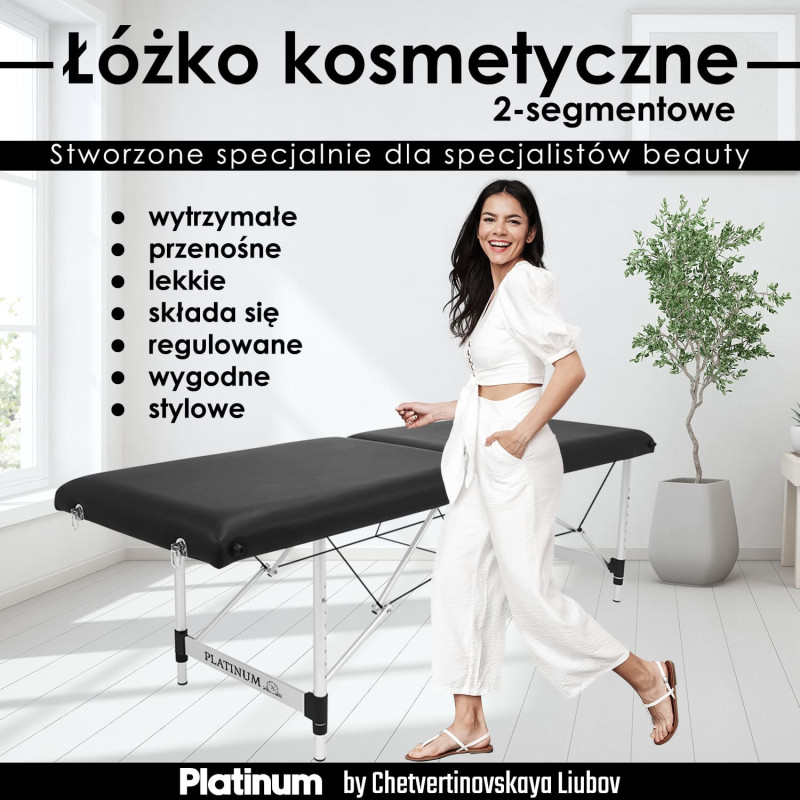 Łóżko Kosmetyczne Składane 60 cm PLATINUM + Lampa Pierścieniowa LED PLATINUM — Zestaw №5