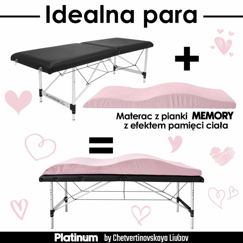 Łóżko Kosmetyczne Składane 60 cm + Materac Memory + Lampa Pierścieniowa PLATINUM - Zestaw №8