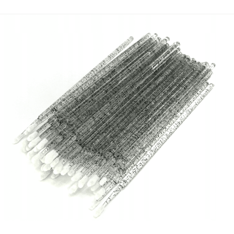 Fussel­freie Microbrush-Applikatoren für Wimpern 100 Stück PLATINUM blau mit Glitzer