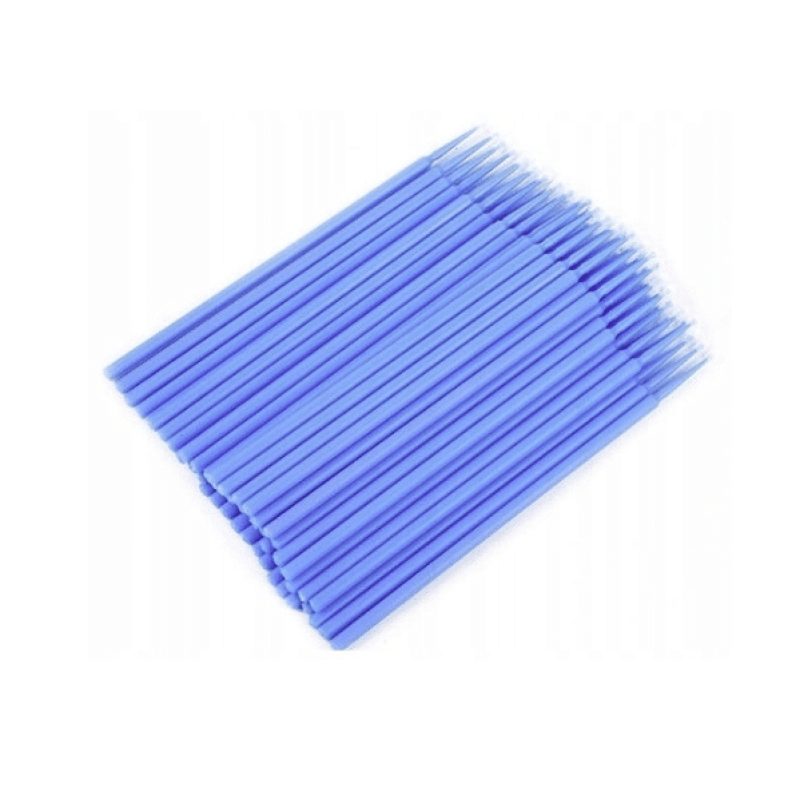 Fussel­freie Microbrush-Applikatoren für Wimpern 100 Stück PLATINUM blau mit Glitzer