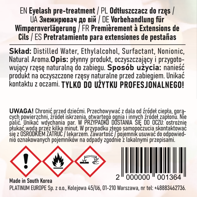 Odtłuszczacz do przedłużania rzęs Melon PLATINUM 15 ml