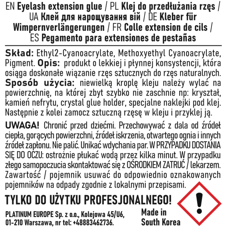 Klej do przedłużania rzęs Sapphire PLATINUM 5 ml