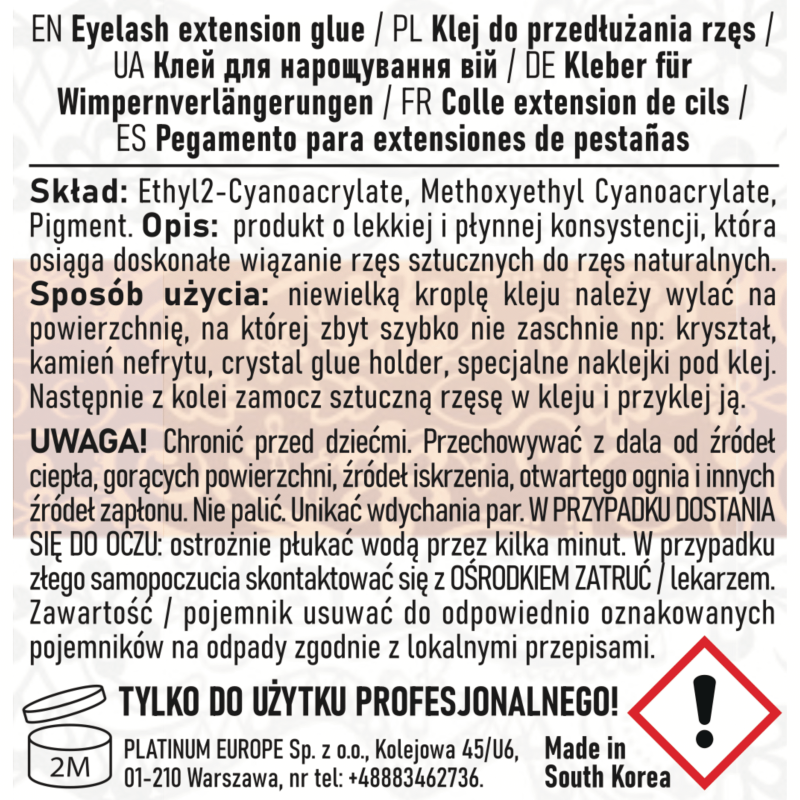 Klej do przedłużania rzęs Sunrise 10 ml PLATINUM