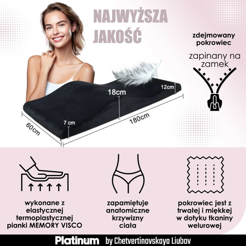 Анатомический косметический матрас Memory Foam PLATINUM розовый + силиконовый чехол В ПОДАРОК - для ног или головы
