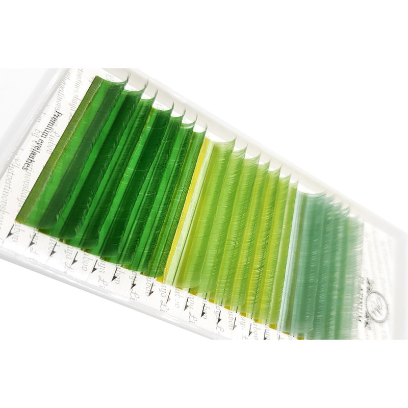 Wimpernverlängerung Farbige Grün „Energie der Natur“ PLATINUM Biegung CC 0.07 8–13mm