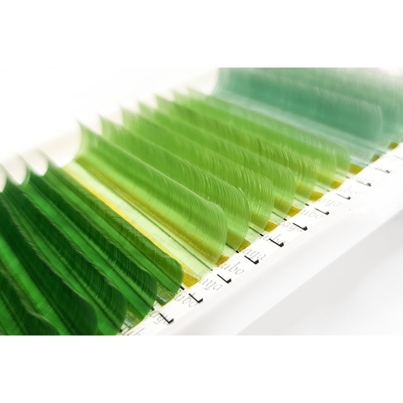 Wimpernverlängerung Farbige Grün „Energie der Natur“ PLATINUM Biegung CC 0.07 8–13mm