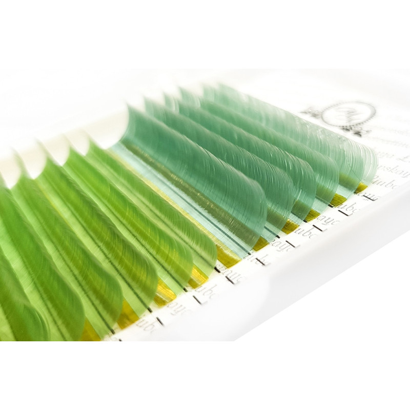 Wimpernverlängerung Farbige Grün „Energie der Natur“ PLATINUM Biegung CC 0.07 8–13mm