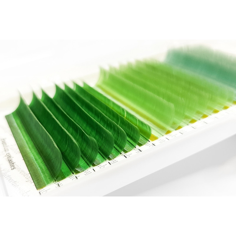Wimpernverlängerung Farbige Grün „Energie der Natur“ PLATINUM Biegung CC 0.07 8–13mm