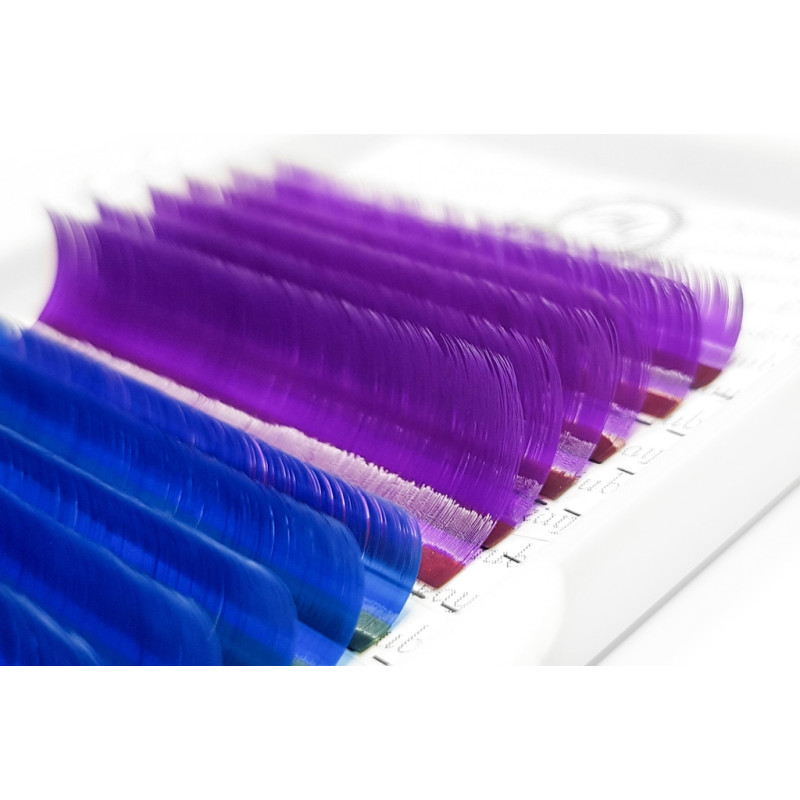 Wimpernverlängerung Farbige (Violett/Blau/Grün) PLATINUM Biegung СC 0.10 8–13mm
