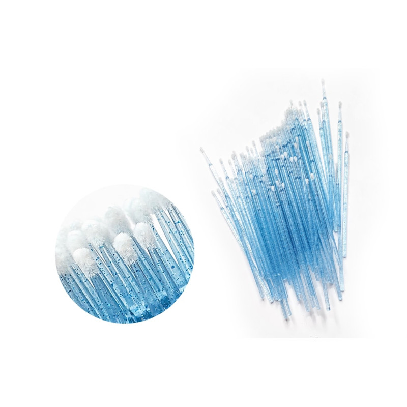 Lint-Free Microbrush Applicators for Eyelashes 100 pcs PLATINUM light blue