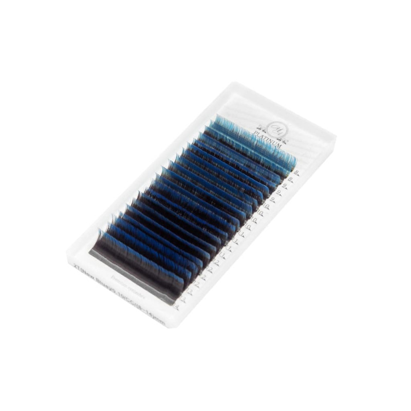 Wimpernverlängerung Farbige Ombre Blau PLATINUM Biegung CC 0.07 8–14mm