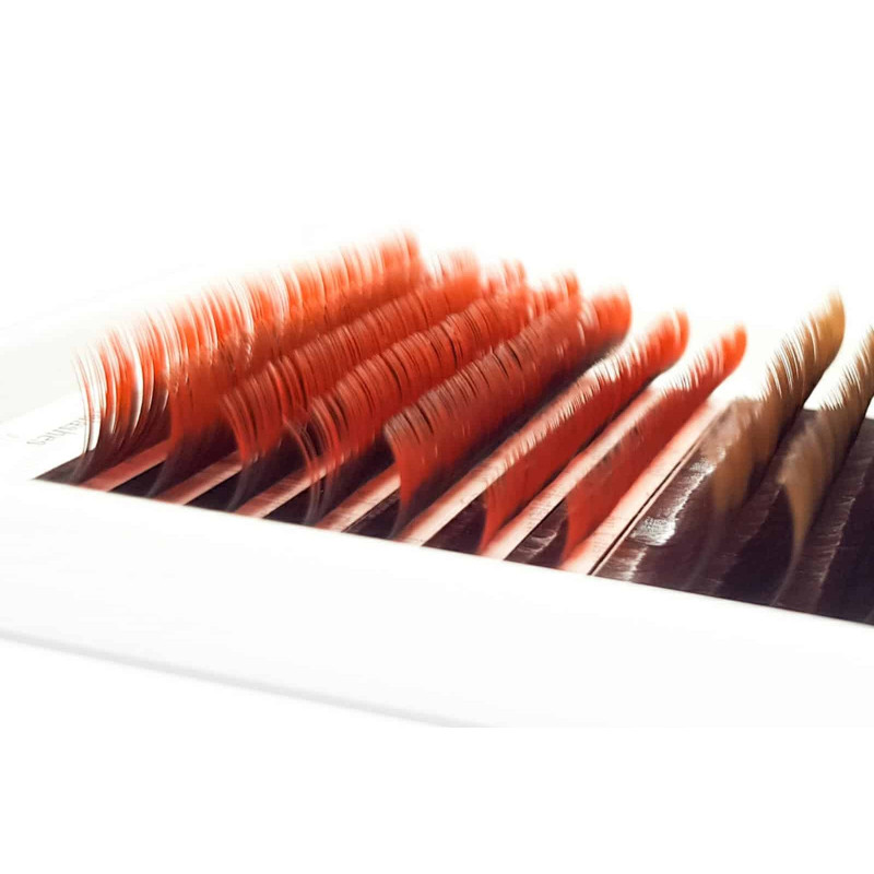 Eyelash Extensions Color Ombre MIX (White/Brown/Red) PLATINUM Curl CC 0.07 8–13mm