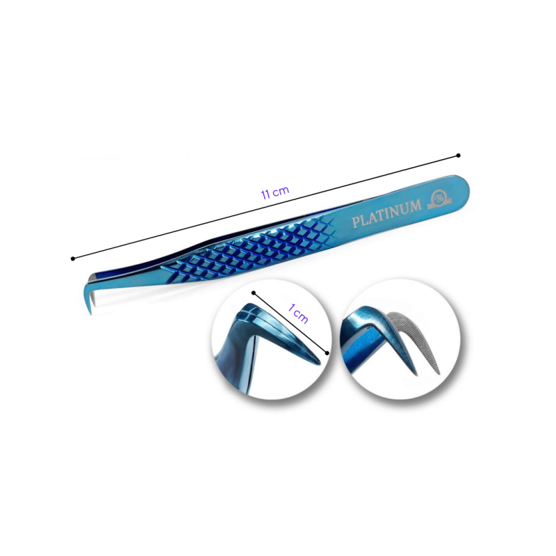 Pęseta do przedłużania rzęs Laser Diamond Blue PLATINUM