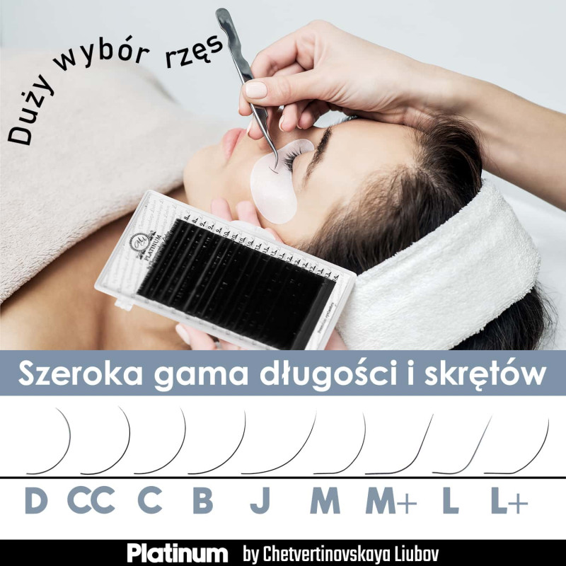 Ресницы для Наращивания Черные PLATINUM 20 Линий Изгиб M 0.085 11мм