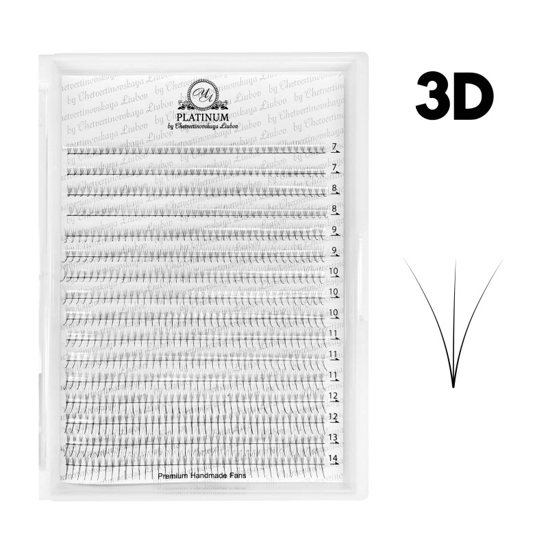 Fertige Wimpernbüschel PLATINUM 3D 0,07 Schwung D 7–14 mm
