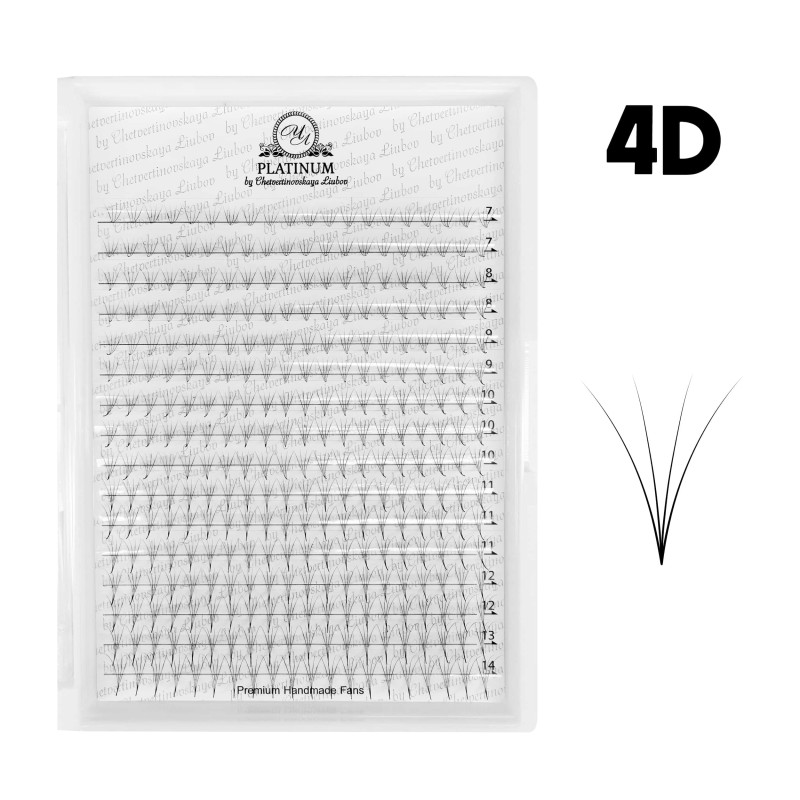 Ready Fan Eyelash Clusters PLATINUM 4D 0.07 Curl D 7–14 mm