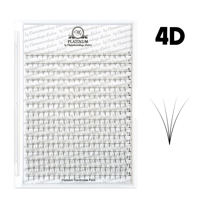Ready Fan Eyelash Clusters PLATINUM 4D 0.07 Curl D 7–14 mm