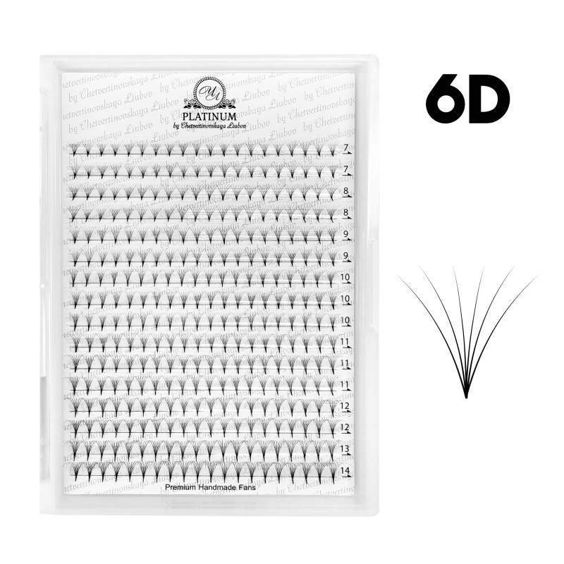 Готовые Пучки Ресниц PLATINUM 6D 0,07 Изгиб D 7–14 мм