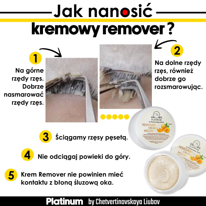 Remover kremowy do przedłużania rzęs Melon PLATINUM 15 ml