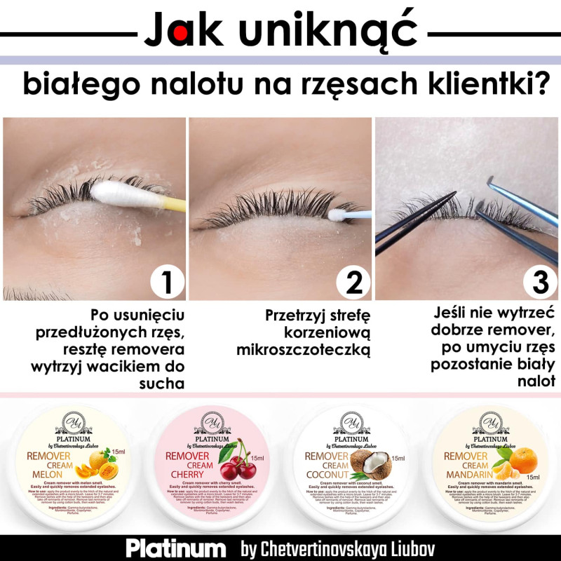 Remover kremowy do przedłużania rzęs Melon PLATINUM 15 ml
