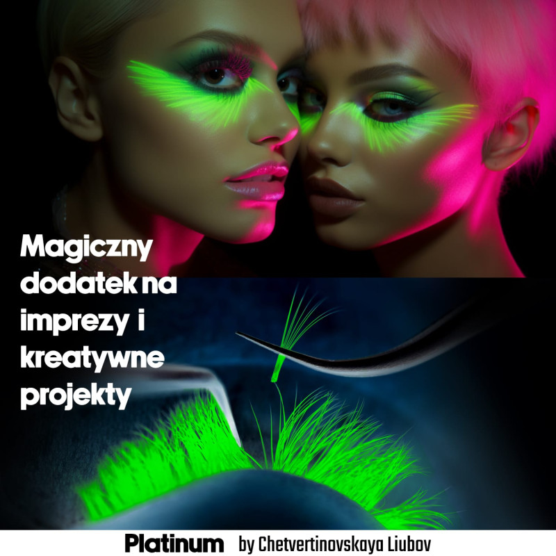 Rzęsy do Przedłużania Kolorowe NEON MIX (Pomarańczowy/Zielony/Fioletowy) PLATINUM Skręt CC 0.07 8–13mm