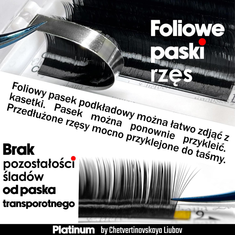 Rzęsy do Przedłużania Czarne PLATINUM 20 Pasków Skręt C 0.07 7-12mm