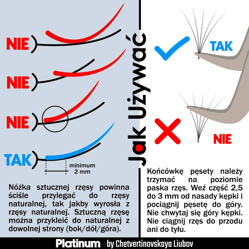 Rzęsy do Przedłużania Czarne PLATINUM 20 Pasków Skręt C 0.07 7-12mm