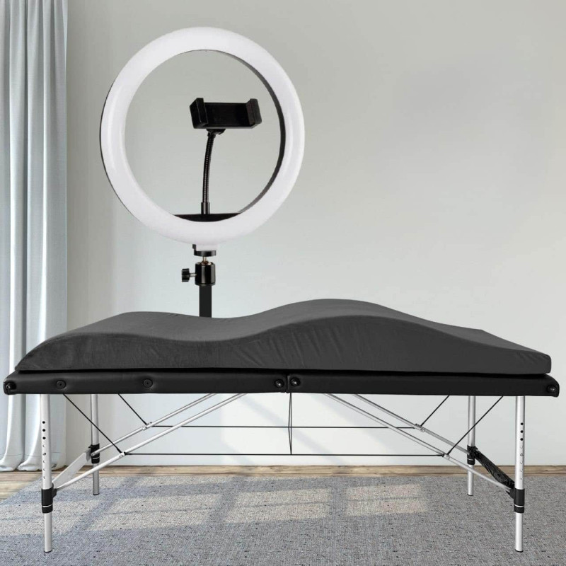 Łóżko Kosmetyczne Składane 60 cm PLATINUM + Lampa Pierścieniowa LED PLATINUM — Zestaw №5