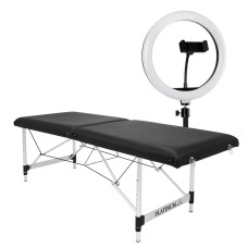Łóżko Kosmetyczne Składane 60 cm PLATINUM + Lampa Pierścieniowa LED PLATINUM — Zestaw №5