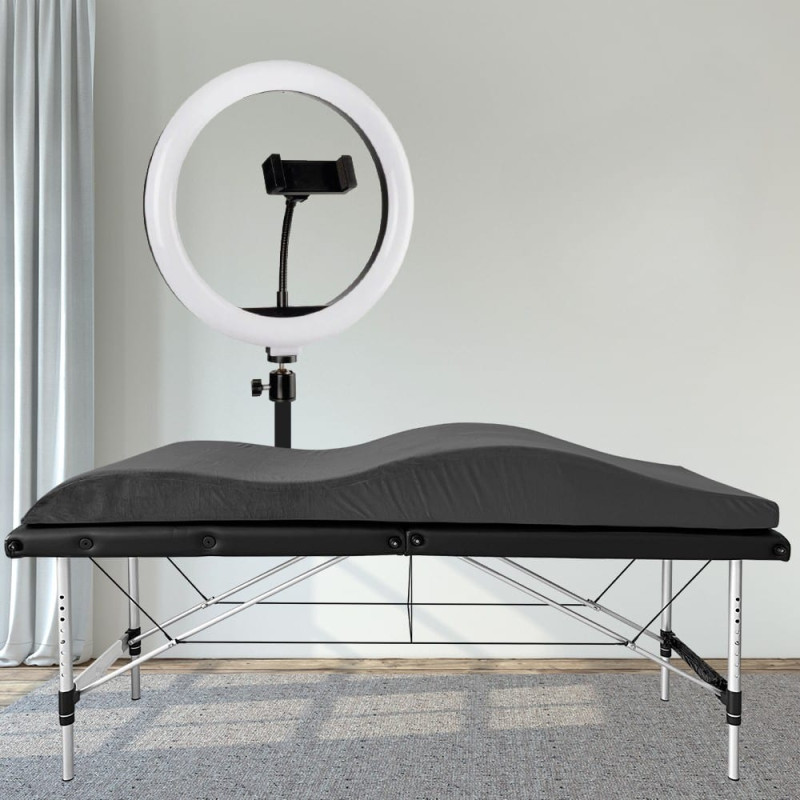 Łóżko Kosmetyczne Składane 60 cm + Materac Memory + Lampa Pierścieniowa PLATINUM - Zestaw №8