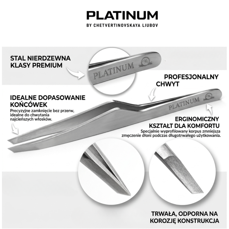 Пинцет для Бровей Скошенный PLATINUM