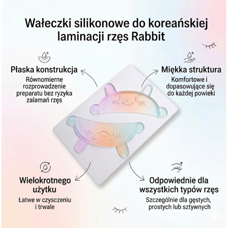Wałeczki silikonowe do koreańskiej laminacji rzęs Rabbit 1 para PLATINUM