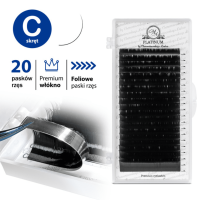 Rzęsy do Przedłużania Czarne PLATINUM 20 Pasków Skręt C 0.07 7-12mm